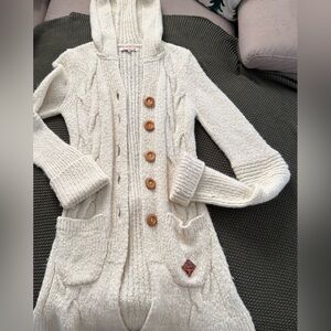 Cozy Cream Hooded Sweater with Button Detail
